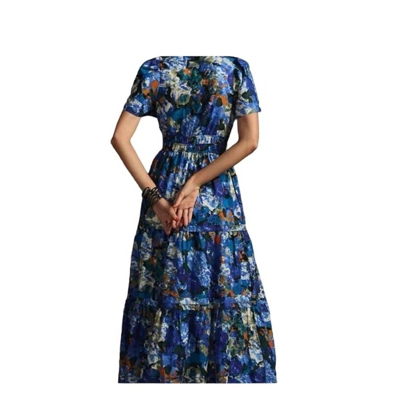Anthropologie Blue Floral Maxi Dress - Picture 3 of 9